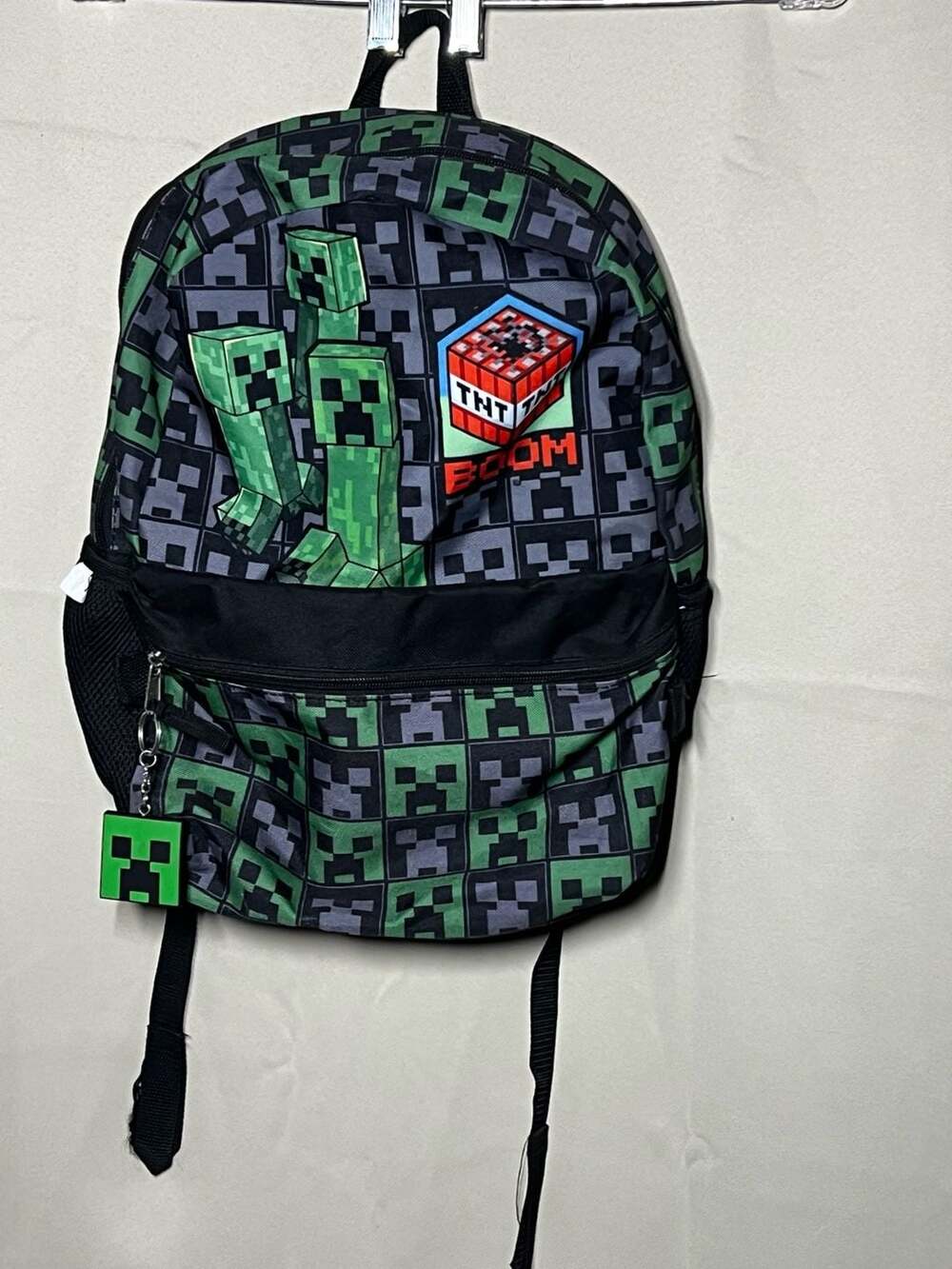 Minecraft Creeper TNT Boom 16 Inch School Backpack Green Black